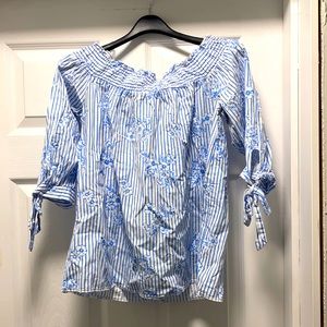 Off The Shoulder Stripe Shirt